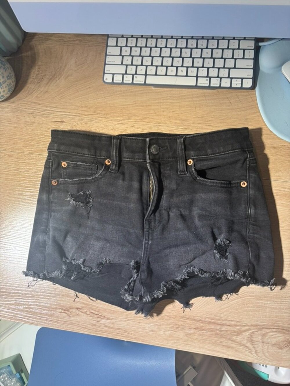 American Eagle Black Next Level Stretch Denim Shorts